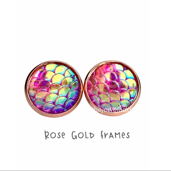 3 for 15🎀pink iridescent mermaid scale earrings - Picture 8 of 11